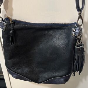 Wool & Spice artisan-made, metallic blue Leather Crossbody Bag